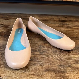 Oka B Rubber Ballet Flats Nude/Pink Slip On Made in USA Casual Shoes Women's 9 - Picture 1 of 10