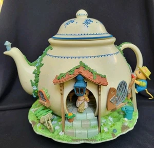 Vtg Enesco Teapot Bungalow Lighted Moving Mice Musical House EVERYTHING WORKS! - Picture 1 of 17