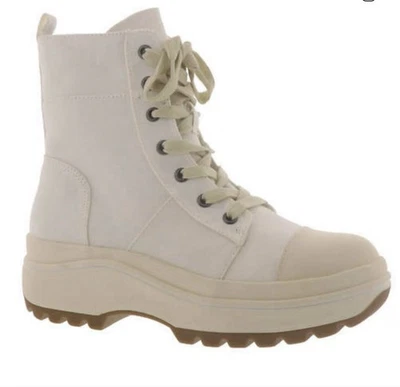 Mia Edge Botas Mujer 8.5 Beige Off White Lona Gruesas Cabincore Urban Charm Foto 1 de 4