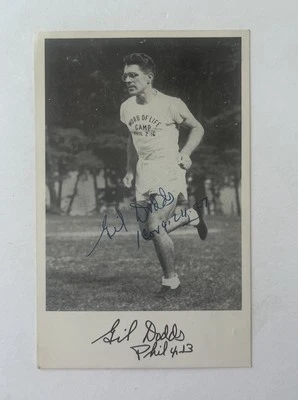 吉尔·多德签名生命之言营地明信片距离跑步者世界纪录保持者 — 第 1/2 张图片