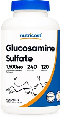 Nutricost Glucosamine Sulfate 750mg, 240 Capsules (1500mg per Serving) - Image 1 of 4