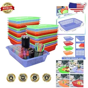 Lightweight Multicolor Storage Baskets - 24 Pack for Versatile Home & Office Use - Picture 1 of 9