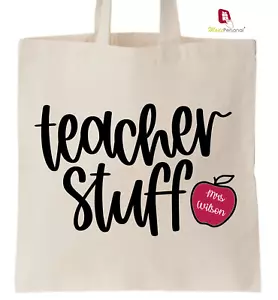 PERSONALISED Thank You Teacher School Gift Cotton Tote Bag- TEACHER STUFF DESIGN - Picture 1 of 1