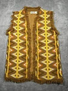 Maglione vintage Mach II By Arrow donna M maglia acrilica modello azteco gilet frange - Foto 1 di 5