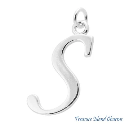 Colgante con dije de plata de ley maciza 925 inicial letra S escritura HECHO EN EE. UU. Foto 1 de 2