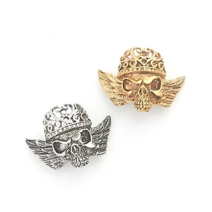 2PCS Biker Skull Head Concho, Devil Silver Concho, Biker Style Concho Screw Back - Picture 1 of 7