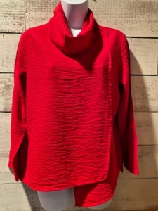 Top túnica para mujer Christopher Calvin rojo cuello embudo asimétrico talla S - Imagen 1 de 7