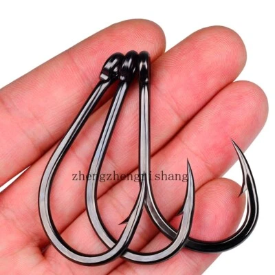 High Carbon Steel Saltwater Fishing Hooks Big Game Strong Hook Size 1/0#-10/0# - image 1 of 4