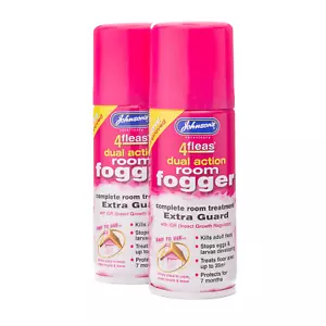 Johnsons Vet 4 Flöhe Raumnebel Spray Doppelpack tötet Flöhe Zecken andere Insekten - Bild 1 von 4