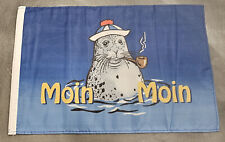 Fahne Flagge Moin moin Seehund mit Mütze Stockfahne - 30 x 45 cm