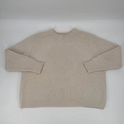 Rare Autumn Cashmere Cream Hand Knit Skull Sweater Women’s Size Medium L@@K - Image 1 of 4