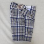 Vintage Replay Blue Jeans Checked Shorts Men's 32 Blue Beige Slim Fit 4 Pockets