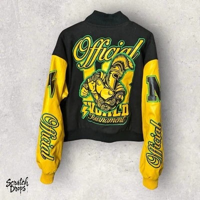 Chaqueta Universitaria Boohoo HOMBRE NUEVA SIN ETIQUETAS *descontinuada* RARA Talla Mediana Negra y Amarilla Foto 1 de 4