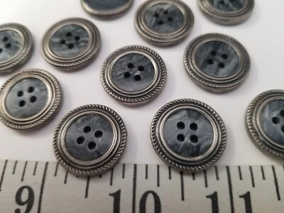 VINTAGE BUTTONS SET OF 11 GREY PEARL GOLD METAL TUZ2868 LAST! - Image 1 of 2