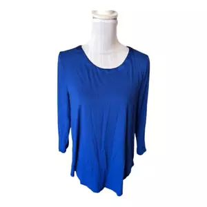 JM Collection Blue Stain Trim Tee NWT Size PL - Picture 1 of 5