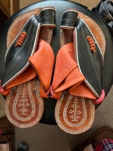 Kuwait Arabischer Golf Vintage Handarbeit Leder Herren Flache Sandalen Slipper - Bild 1 von 2