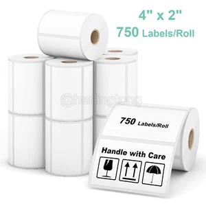 4" x 2" Direct Thermal Labels for UPC Barcodes Address Shipping Labels 750/Roll - Picture 1 of 7