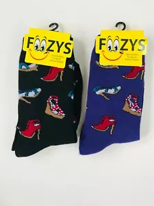 Neu 2 Paar hochhackige Plateau Crew-Socken Damengröße 9-11 Foozys - Bild 1 von 1