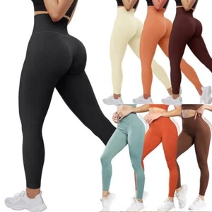 Womens Fitness Leggings High Waist Sports Yoga Pants Gym Push Up Trouser Workout - Picture 1 of 27