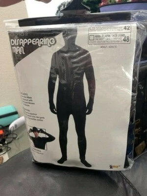 Disappearing Man Adult Costume Black Body Suit Standard Size New!!! - Image 1 of 2