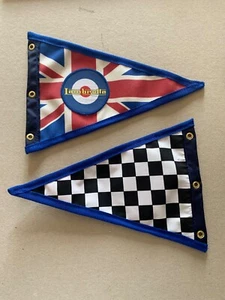 Union Jack Lambretta mod target scooter pennant flag Blue Edge - Picture 1 of 1