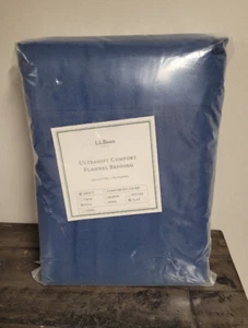 LL Bean Ultrasoft Comfort Flannel Bedding Full Flat Sheet Colegt Blue New NIP - Picture 1 of 3