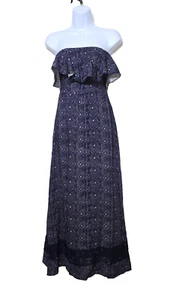 Abercrombie Kids Maxi Dress L Boho Strapless Ruffle Prairie Geommetric Smocked - Picture 1 of 20