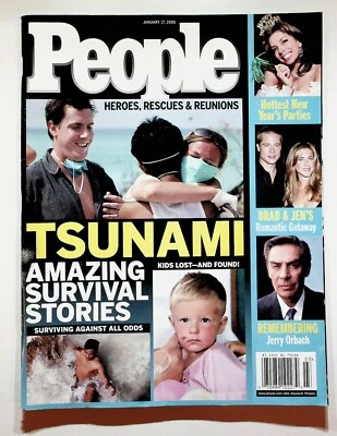2005 January 17 People Magazine Tsunami Survival Stories Brad Pitt Jen Aniston - Image 1 of 3