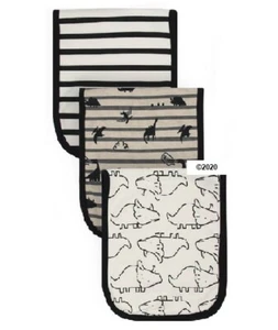 Gerber Baby Boy 3-Pack Black Dinosaurs Burp Cloths - Afbeelding 1 van 3