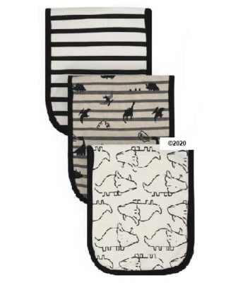 Paquete de 3 paños eructos de dinosaurios negros Gerber para bebé niño Foto 1 de 3