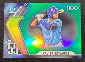 Xavier Edwards 2022 Bowman Chrome GREEN REFRACTOR #/99 TOP 100 INSERT #BTP-55 - Picture 1 of 5