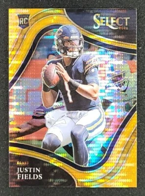 2021 Select Field Level Justin Fields FOTL /7 Neon Orange Pulsar - MBA Authentic - Image 1 of 4