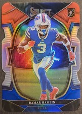 2022 Panini Select Concourse Red and Blue Prizm Die-Cut Damar Hamlin Rookie RC