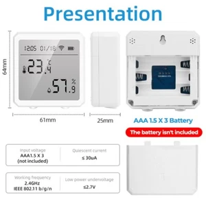 Smart WiFi Thermometer Hygrometer for Living Room with WiFi Connectivity - Picture 1 of 7