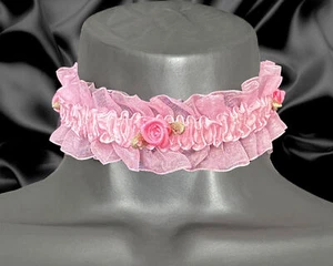 Baby Pink Sissy Lace Lolita Kawaii Cosplay Fancy Dress Collar Choker Necklace - Picture 1 of 9