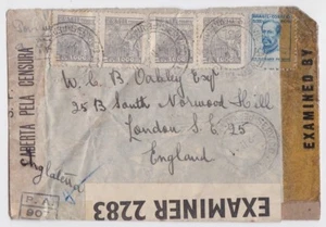 WW2 1944 censored cover Brazil to England - Picture 1 of 2
