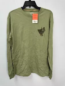 St. John's Bay Outdoor Green Bear Long Sleeve T-Shirt Mens Medium Organic Cotton - Picture 1 of 6