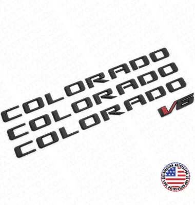 Camión 4x 21+ guardabarros y puerta trasera Chevy Colorado V6 negro mate insignia logotipo emblema Foto 1 de 4