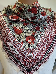 Bufanda cuadrada de seda vintage LIBERTY OF LONDON 68 cm ladrillo rojo/verde crema floral - Imagen 1 de 10
