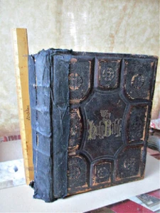 HOLY BIBLE Old & New Testaments, 1880, Maine GENEALOGY, Mayo,Cole,Jamison,Baker - Picture 1 of 12