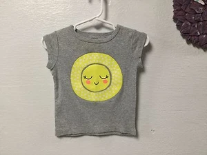 Carters Baby Girl Top Size 18 Months Gray Yellow Graphic Smiling Face 22 - Picture 1 of 1