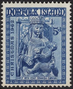 1962 Norfolk Island Christmas Issue 5d Blue Stamp Mint Never Hinged, Clean - Bild 1 von 1