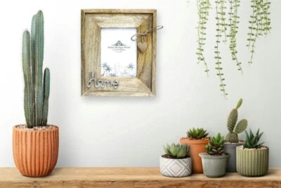 Elegant Mango Wood Hand Made Photo Frame With Silver Metal Home Style #8050 - Image 1 of 4