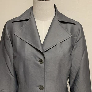 Caslon Trench Coat Rain Jacket Gray 4 Button, Sz S Chest 40” - Picture 1 of 9