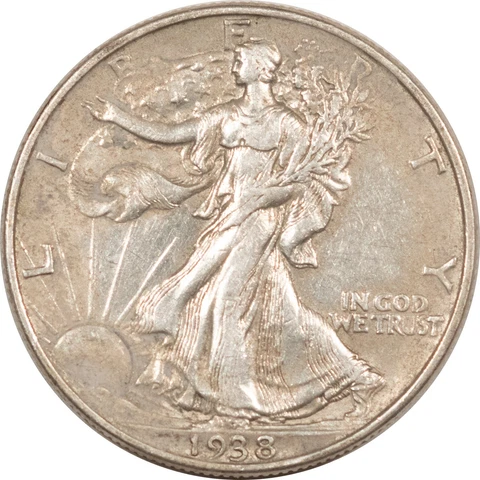 1938 WALKING LIBERTY HALF DOLLAR - HIGH GRADE CIRCULATED EXAMPLE, CLEANED Cover