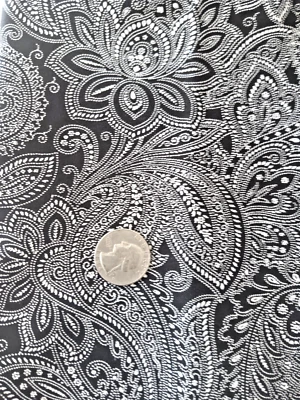 Black paisley print cotton remnant, 18.5 in. by 44 in. made by Moda. - Image 1 of 2