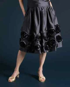 Frances Valentine Barbara Blumen Shantung Midi Rock Patchwork Pull-On L 270111 - Bild 1 von 14