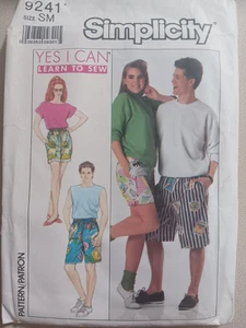 Bermudas Bermudas Vintage Años 80 Patrón Simplicity 9241 Unisex Surfer Board Talla Pequeña - Imagen 1 de 2