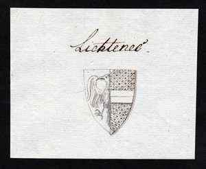 18. Jh. Lichtenec Handschrift Manuskript Wappen manuscript coat of arms - Bild 1 von 1