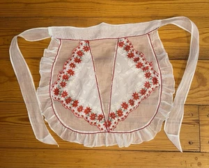 Grembiule hostess natalizio organza bianca vintage ~ neve ~ tasche fazzoletto ~ usato in ottime condizioni - Foto 1 di 7